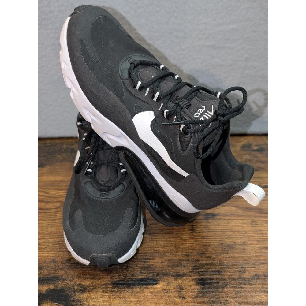 Nike Air Max 270 React Womens 7.5 Black White Running Shoes Sneakers AT6174-004 - Picture 2 of 9